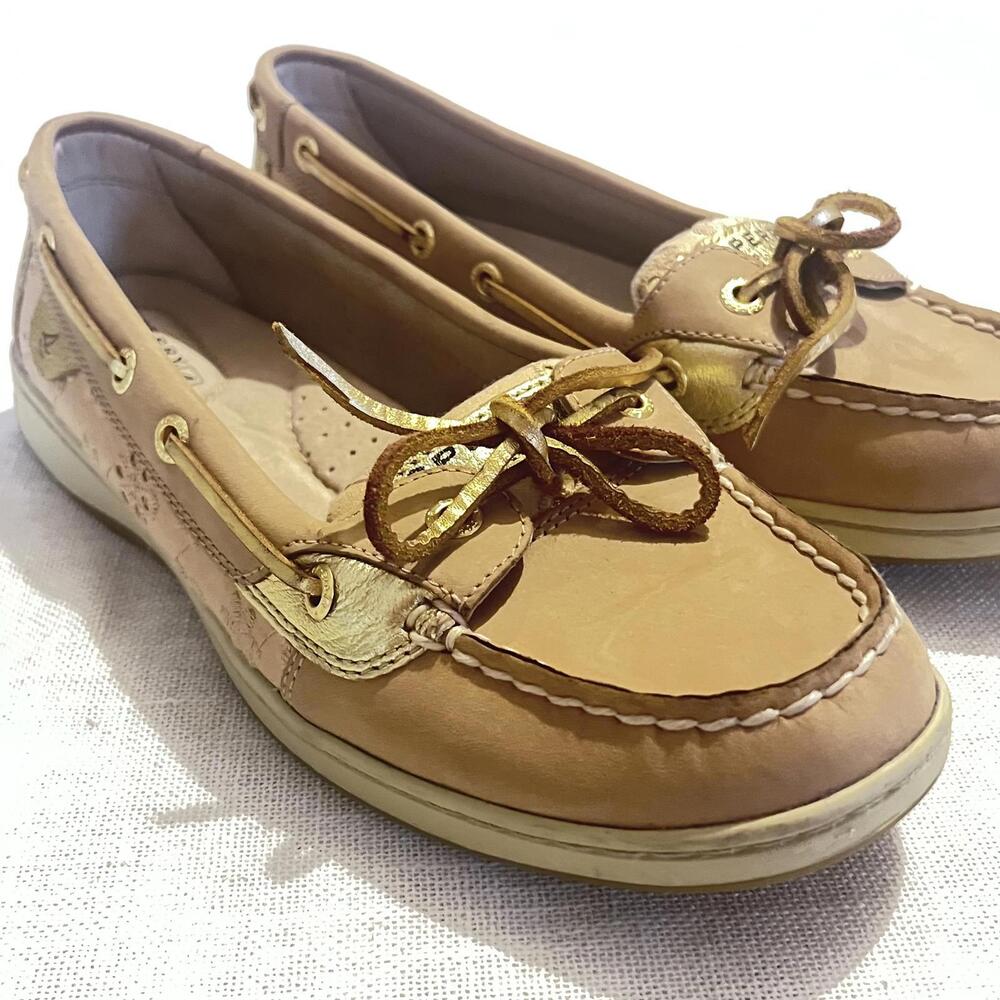 Sperry Top-Sider Women's Casual Boat‎ Shoes - Tan Leather & Gold